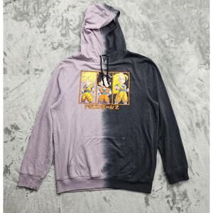 DBZ DragonBallZ Hoodie Men XL Black Purple Tie Dye Anime Graphic Pullover Casual
